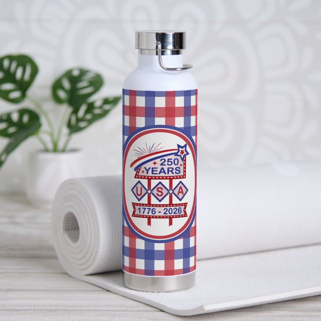 Bouteille D'eau Symbole du 250e anniversaire de la Retro USA 1776- (Yoga (pivoté))