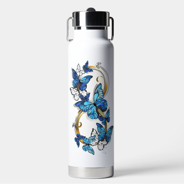 Bouteille D'eau Symbole infini de papillons Morpho bleus (Salle de sport)