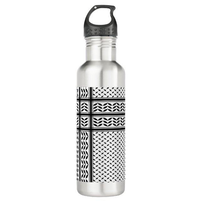 Bouteille D'eau Symbole Keffiyeh de la Palestine Motif de résistan (Devant)