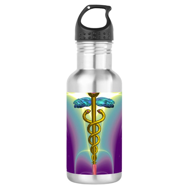 BOUTEILLE D'EAU SYMBOLE MÉDICALE OR CADUCEUS (Devant)