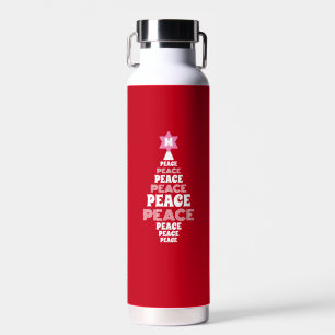 Bouteille D'eau Sympa Noël Arbre de Paix Custom Initial Rouge