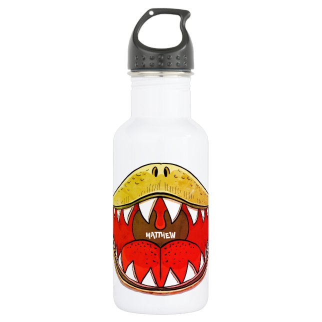 Bouteille D'eau T-rex Dinosaur Bouche Enfants Caricature Nom Jaune (Devant)