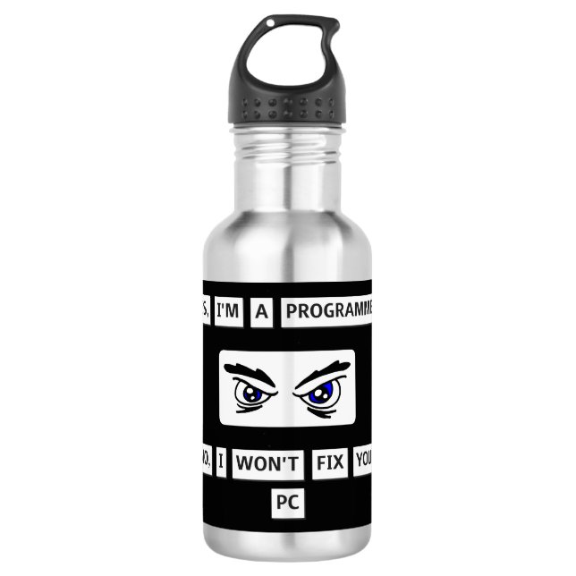 Bouteille D'eau T-shirt de l'avertissement du programmeur (Devant)