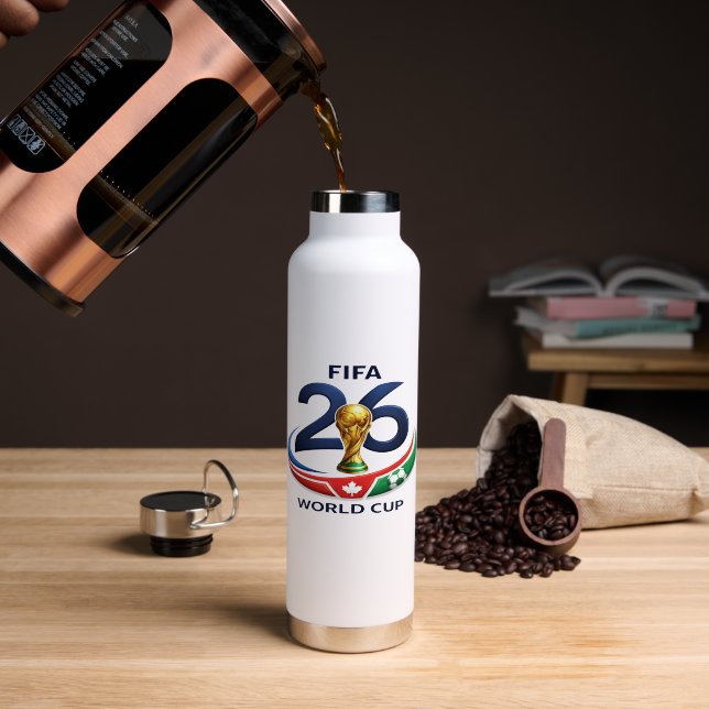 Bouteille D'eau T-shirt graphique Coupe du monde Canada Soccer Tro (Café (pivoté))