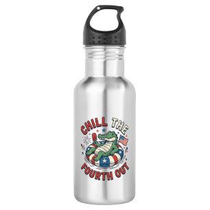 Bouteille D'eau T-shirt patriotique Chill The Fourth Out Alligator