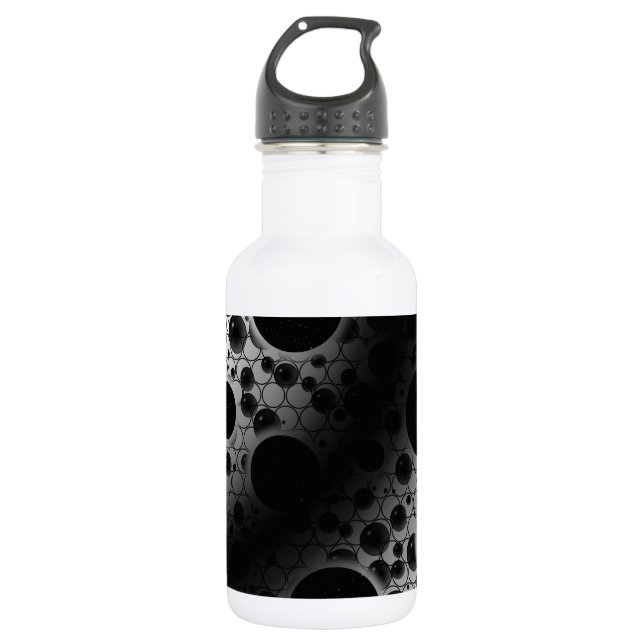 Bouteille D'eau Taches de bulle spatiale - Blanc/Noir (Devant)