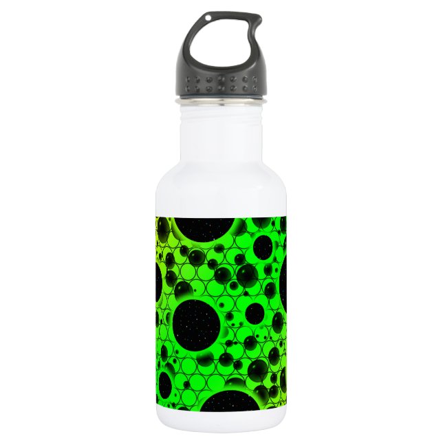 Bouteille D'eau Taches de bulle spatiale - Vert/Lime (Devant)