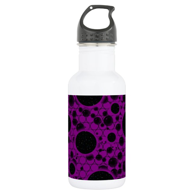 Bouteille D'eau Taches de bulle spatiale - Violet (Devant)