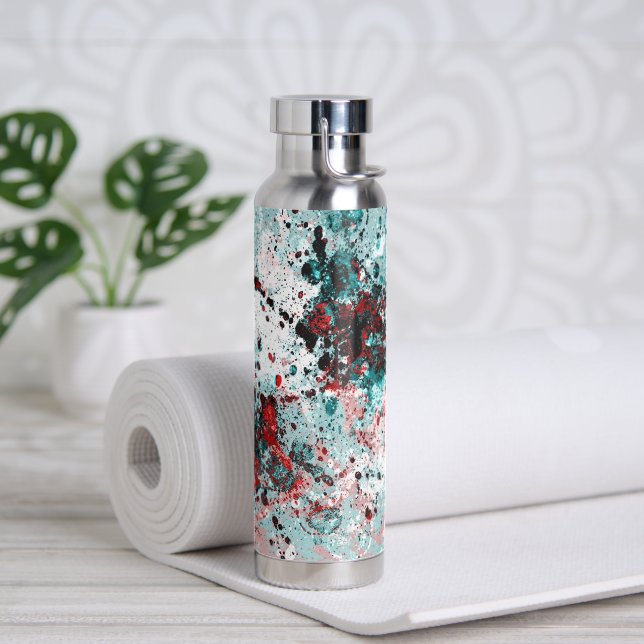 Bouteille D'eau Taches rouges et sarcelles (Yoga)
