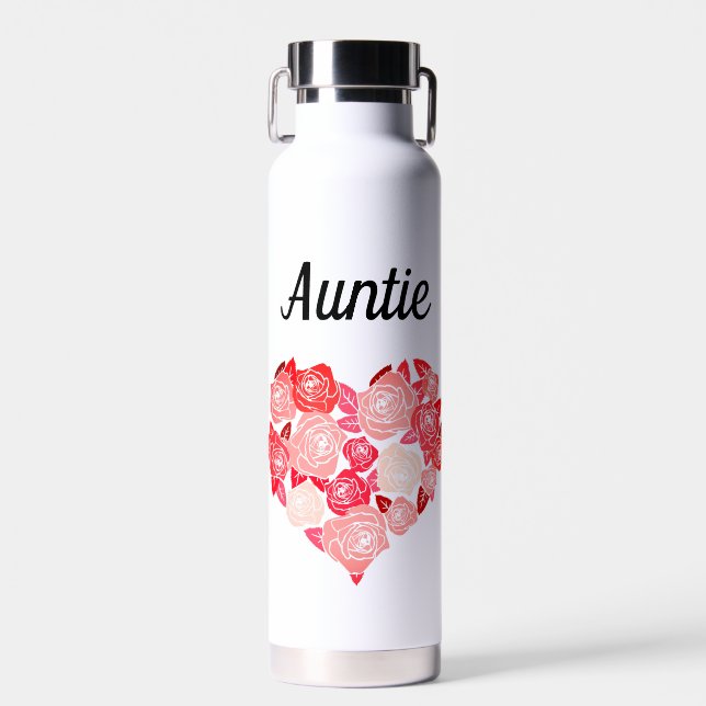 Bouteille D'eau Tante buveuse tumbler avec coeur floral (Avant)