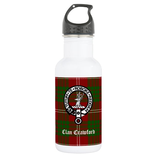 Bouteille D'eau Tartan de Clan Crawford Crest (Devant)