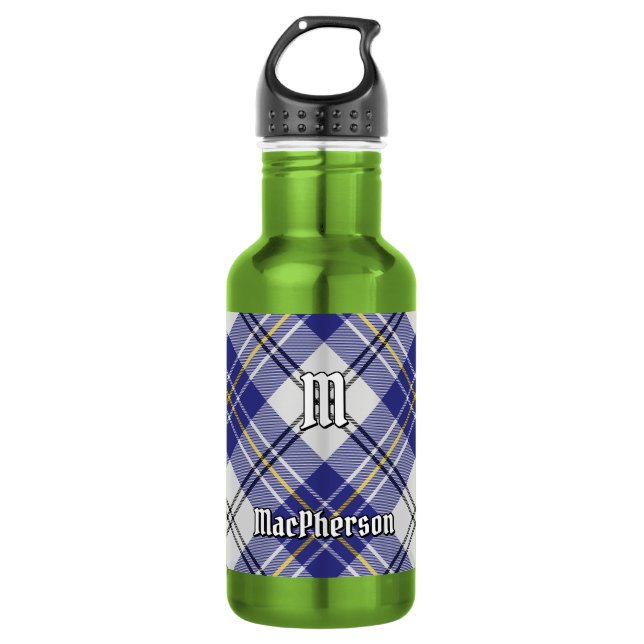 Bouteille D'eau Tartan de robe bleue du clan MacPherson (Devant)