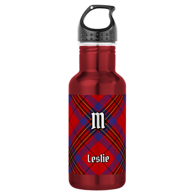 Bouteille D'eau Tartan rouge Clan Leslie (Devant)