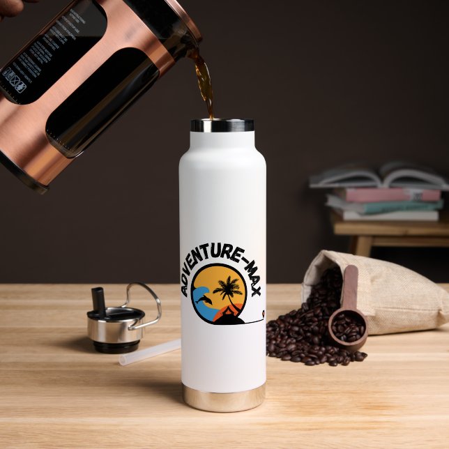 Bouteille D'eau Tasse de café avec logo Adventure-MAX (sans texte) (Café (pivotée))