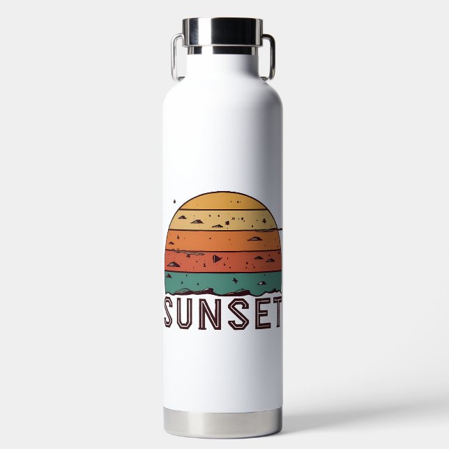 Bouteille D'eau Tasse graphique à l'horizon du coucher de soleil r (Avant)