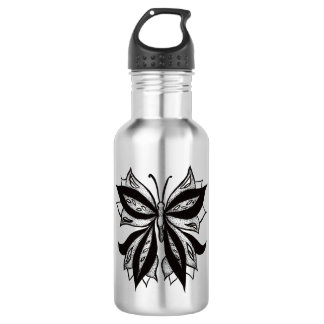 Bouteille D'eau Tatouage Tribal Noir Et Blanc Papillon
