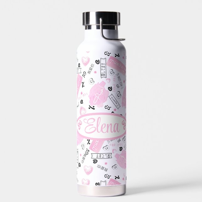 Bouteille D'eau  Te amo en varias idiomas para Personalizar (Gauche)