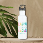 Bouteille D'eau Teacher Modern Rainbow Colors Personalized Name<br><div class="desc">Teacher Modern Rainbow Colors Personalized Name Water Bottles features the text "Teacher" in modern rainbow color repeat script typography with your custom personalized name below. Perfect for your favorite teacher for teacher appreciation,  birthday,  Christmas,  holidays and more. Designed by Evco Studio www.zazzle.com/store/evcostudio</div>