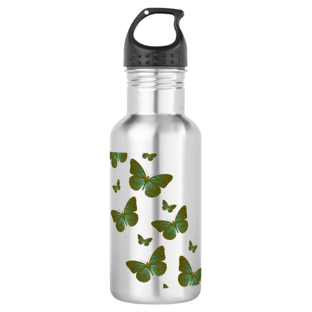 Bouteille D'eau Teal Butterflies Water Bottle (Devant)
