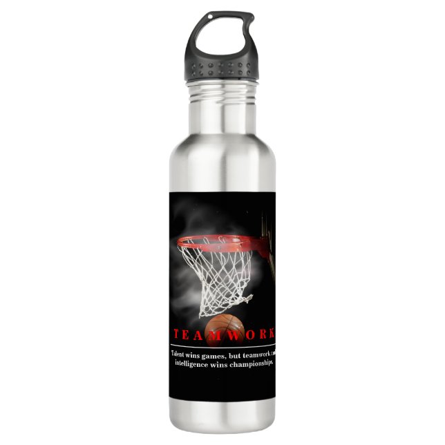 Bouteille D'eau Teamwork Basketball Motivational Inspirational (Devant)