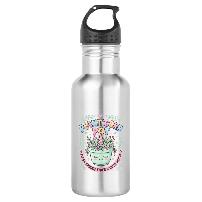 Bouteille D'eau Tee-shirt graphique design graphique Pot Licorne P (Devant)