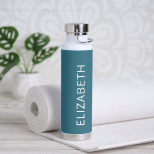 Bouteille D'eau Tendance Moderne Simple Nom personnalisé Turquoise