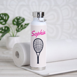 Bouteille D'eau Tennis Nom personnalisé Hot rose noir