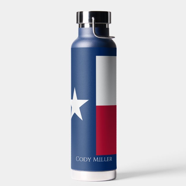 Bouteille D'eau Texas State Flag Personnalisez le nom Hot ou Cold (Gauche)