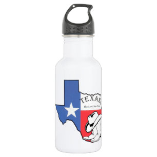 Bouteille D'eau Texas State Map avec Star, Boots, Casquette
