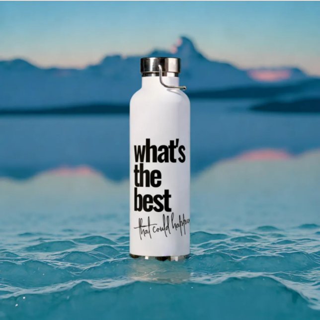 Bouteille D'eau Texte de couleur noire personnalisé moderne (Modern personalized what's the best typography black text water bottle)
