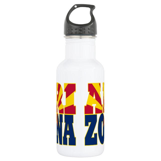 Bouteille D'eau Texte du drapeau de l'état de l'Arizona (Devant)