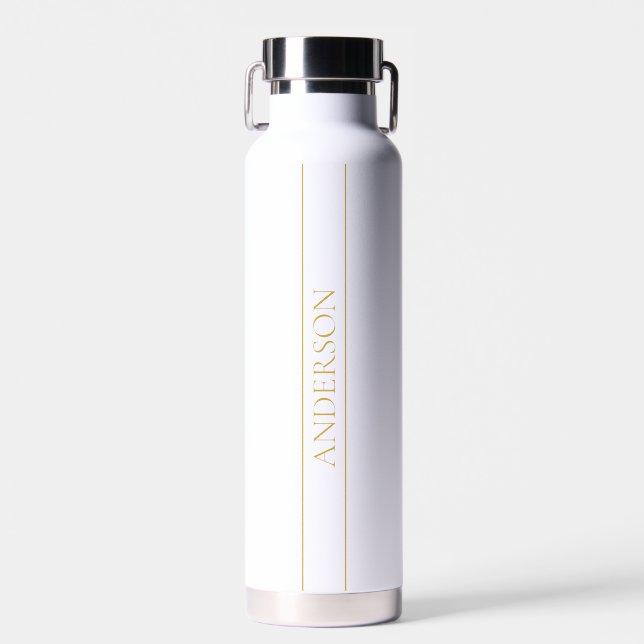 Bouteille D'eau Texte et lignes Gold personnalisables (Avant)