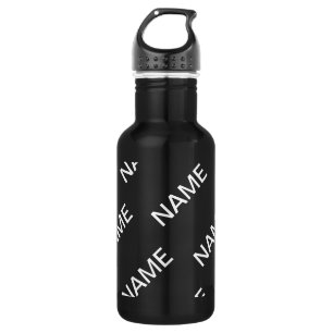 Bouteille D'eau Texte personnalisable Bold Modern Black & White