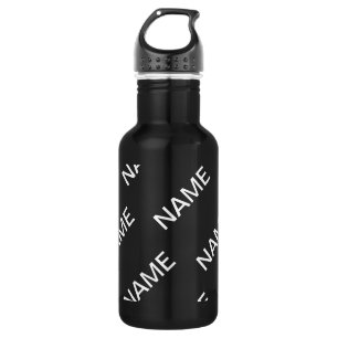 Bouteille D'eau Texte personnalisable Moderne Gras Noir & Blanc
