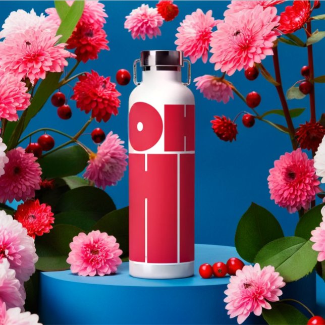 Bouteille D'eau Texte personnalisé moderne Couleur rose OH HI (Modern personalized pink color text water bottle)