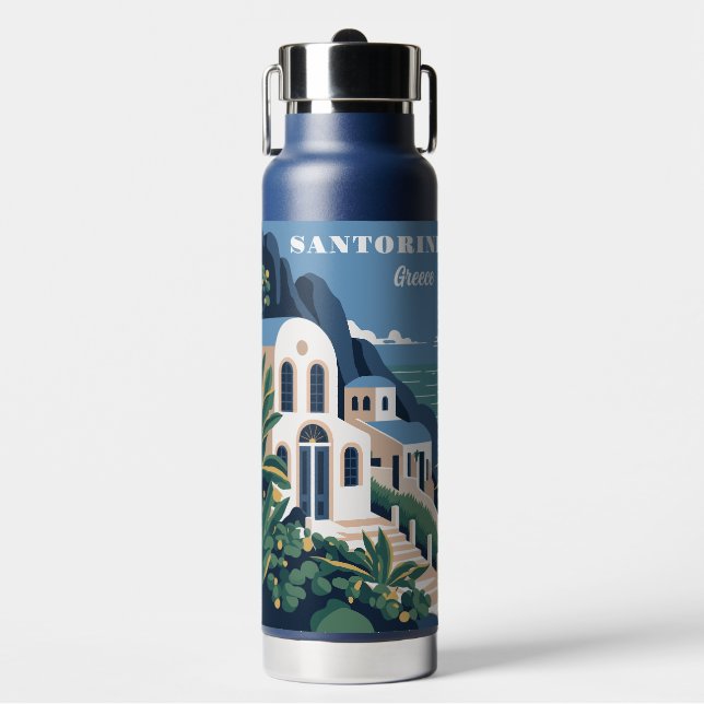 Bouteille D'eau Texte personnalisé Santorin Grèce (Salle de sport)