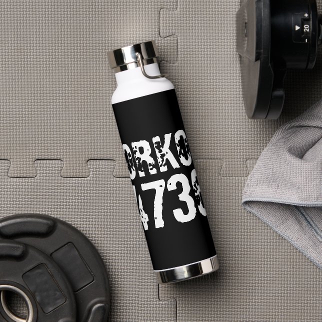 Bouteille D'eau Texte usé et rayé Workout 247365 blanc (Couvercle)