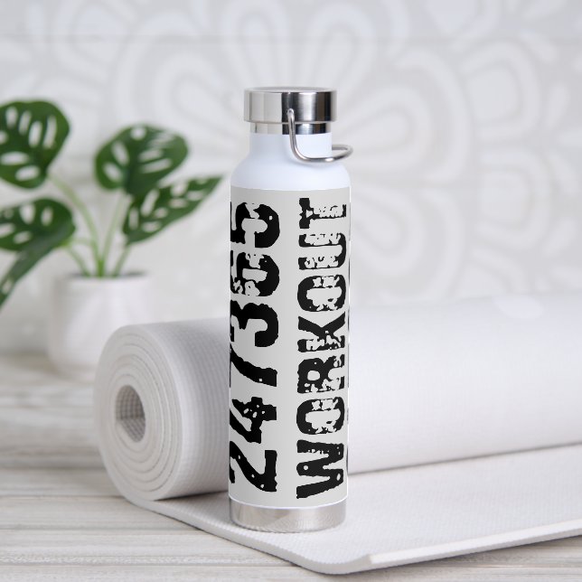 Bouteille D'eau Texte usé et rayé Workout 247365 noir (Yoga)