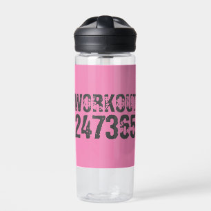 Bouteille D'eau Texte usé et rayé Workout 247365 rose