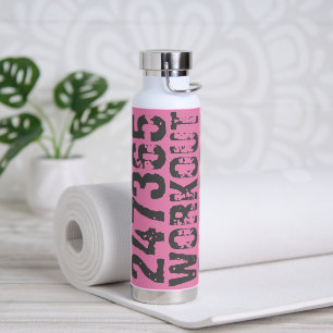 Bouteille D'eau Texte usé et rayé Workout 247365 rose