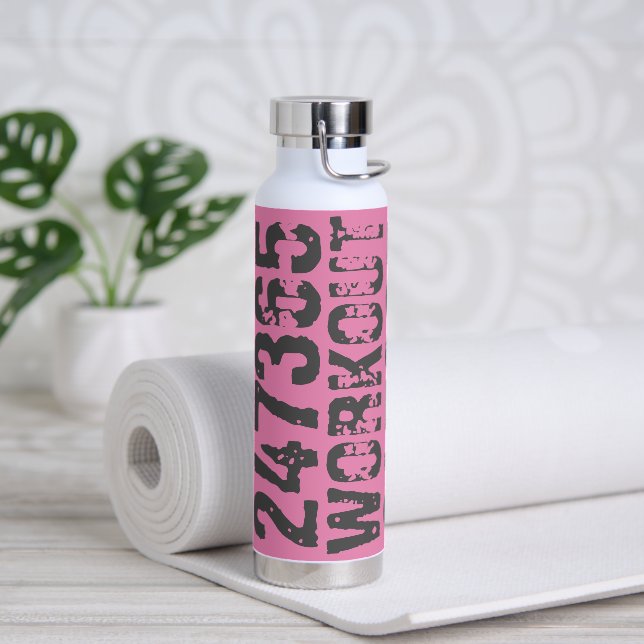 Bouteille D'eau Texte usé et rayé Workout 247365 rose (Yoga)