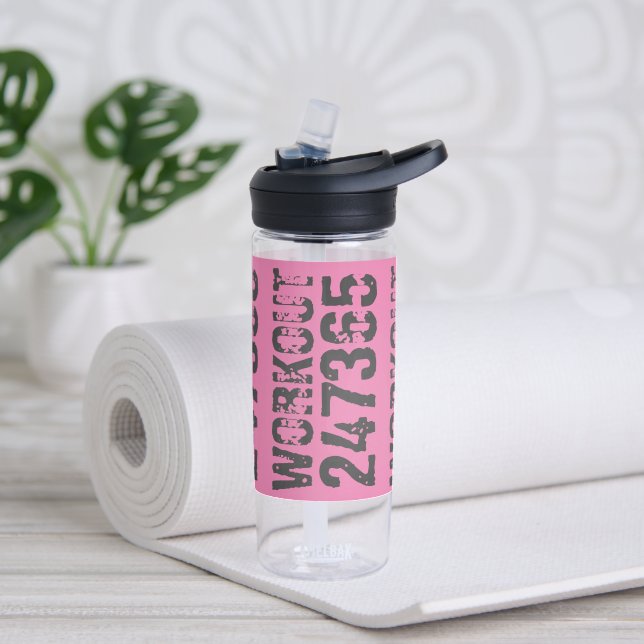 Bouteille D'eau Texte usé et rayé Workout 247365 rose (Yoga)