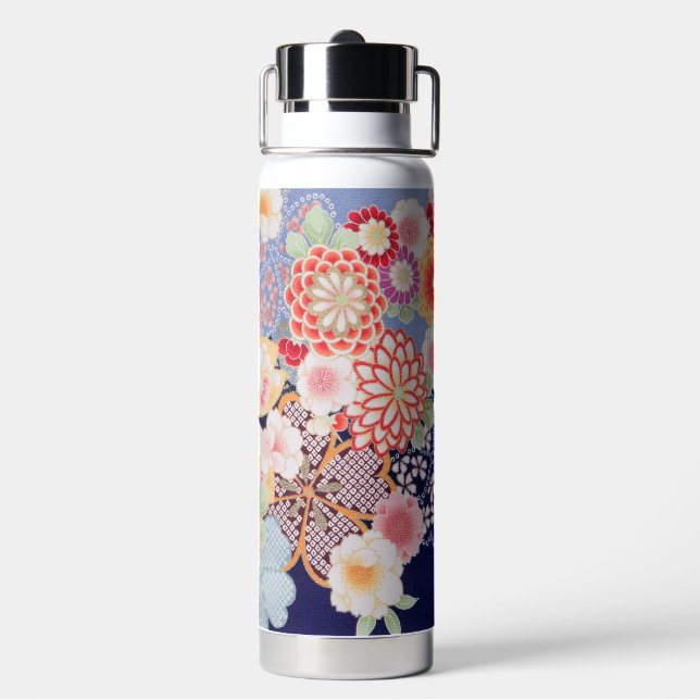 Bouteille D'eau Textile de KIMONO japonais, Fleur (Arrière)