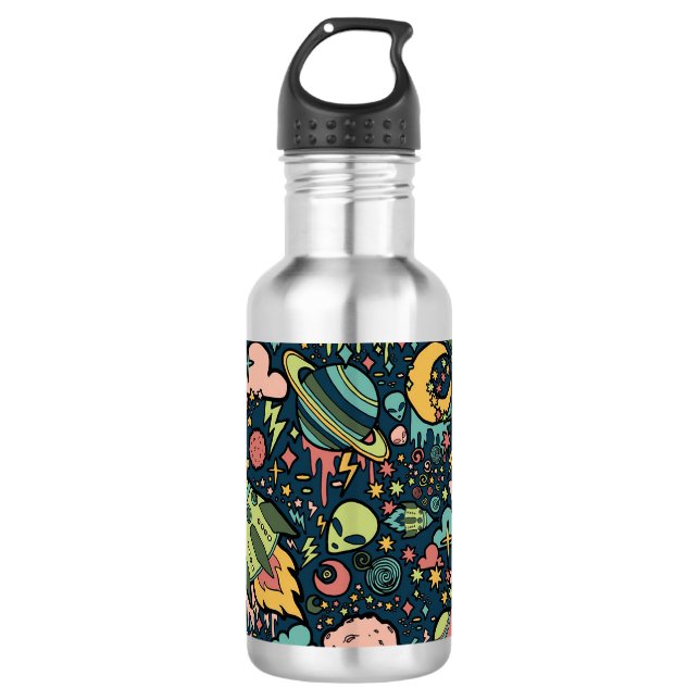 Bouteille D'eau Texture Motifs Aliens Rockets Space (Devant)