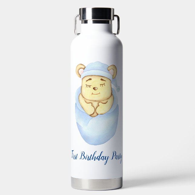 Bouteille D'eau Thème ours mignon pour l'anniversaire d'un garçon  (Avant)