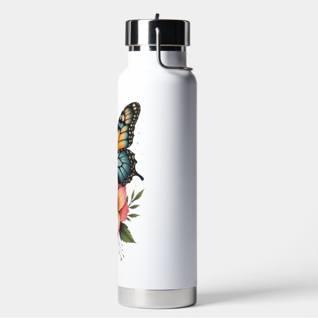 Bouteille D'eau Thermal Bottle with Butterfly and Flowers (Gym)