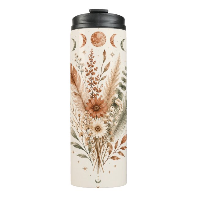 Bouteille d'eau thermale Boho Botanique Phases lun (Devant)