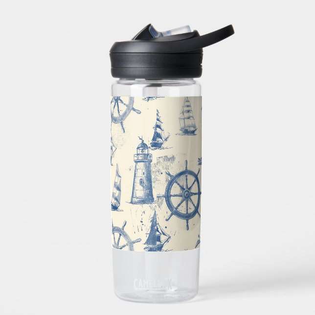 Bouteille D'eau Thermos en plastique nautique avec Ancre et Helm D (Gauche)