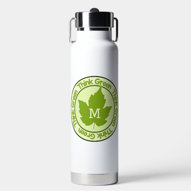 Bouteille D'eau THINK GREEN, monogramme personnalisé (Salle de sport)