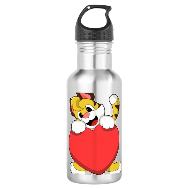 Bouteille D'eau Tigre avec coeur (Devant)